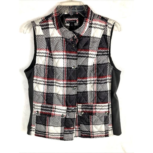 Black & White Jackets & Blazers - New Direction Woman's Plaid Adult Size Small Vest